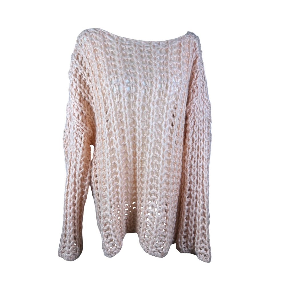 Massimo Dutti Peach Open‎ Knit Mohair Blend Sweater Made in Italy Womens Medium
